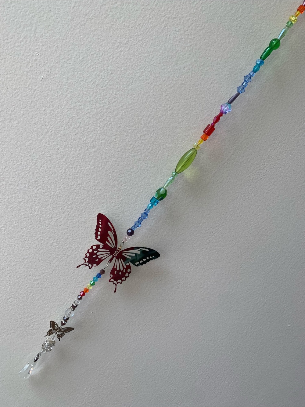Multicolor Butterfly Beaded Hanging Glass Accent